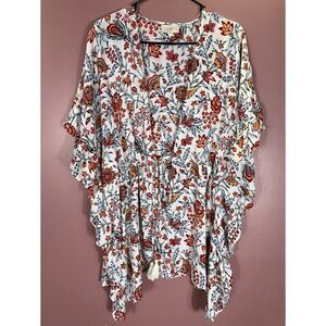 Loft White Floral Tie Front Kimono size XS